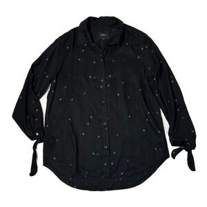 Rails Robyn Black Blouse with Stars and Tie Sleeves - size Small